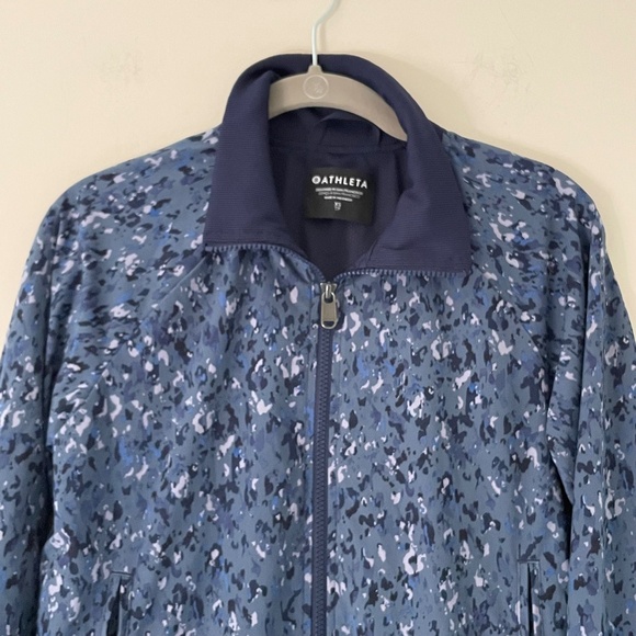 Athleta Brooklyn Bomber Jacket II Navy Blue Camo Full Zip Lined Stretch size XS - Picture 4 of 11